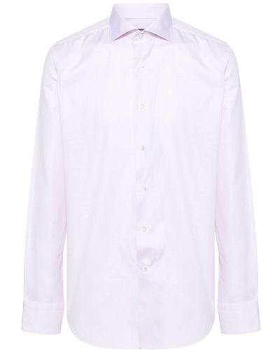 Canali Hemd mit Spreizkragen - Weiß