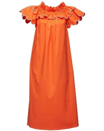 La DoubleJ Breakfast Off-shoulder Ruffled Dress - Orange