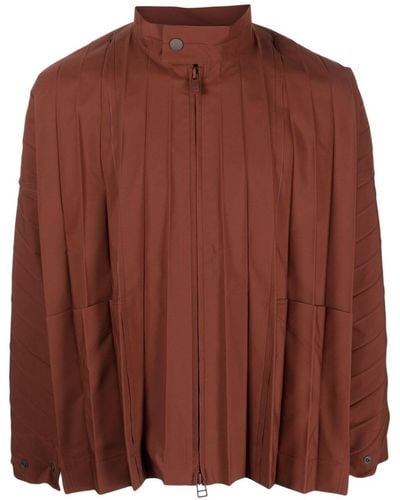 Homme Plissé Issey Miyake High-neck Pleated Jacket - Brown