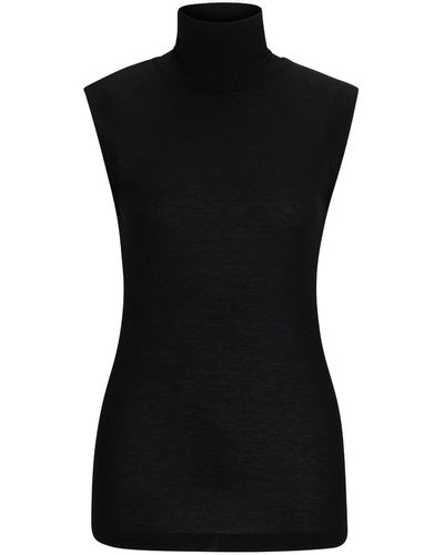 BOSS X Naomi Campbell Logo-patch Fine-ribbed Top - Black