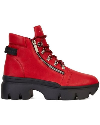 Giuseppe Zanotti Apocalypse Trek Leather Ankle Boots - Red