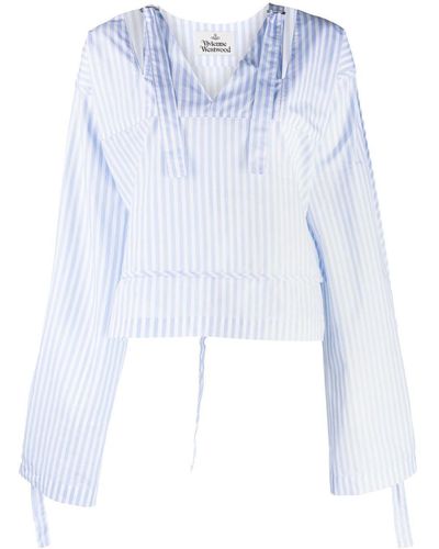 Vivienne Westwood ストライプ Vネックシャツ - ブルー