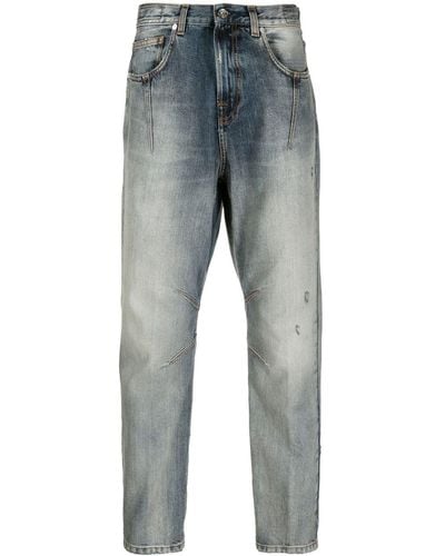 Eleventy Faded-effect Tapered-leg Jeans - Blue