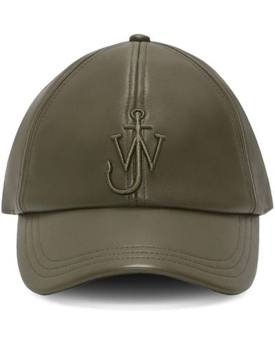 JW Anderson Logo-embroidered Leather Cap - Green