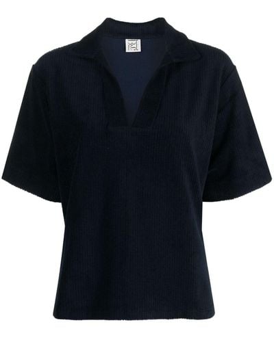 Baserange V-neck Corduroy Polo Shirt - Blue