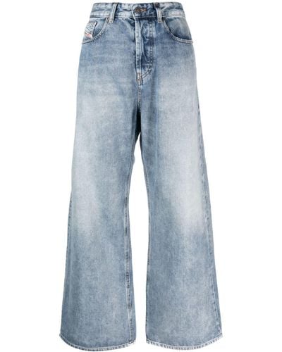 DIESEL Wide-Leg-Jeans mit hohem Bund - Blau