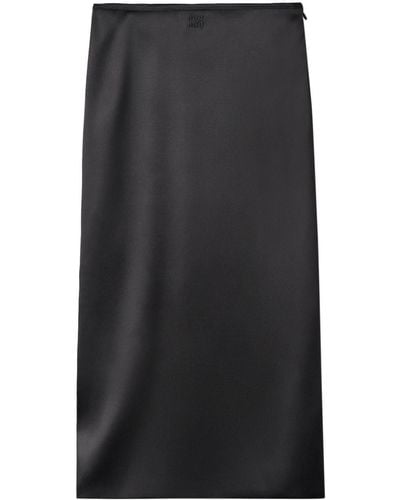 Miu Miu High-waist Midi Silk Skirt - Black