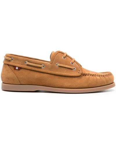 Bally Grosgrain-tab Suede Boat Shoes - Brown