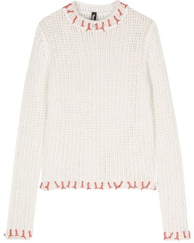 Reina Olga Contrasting-charms Open-knit Sweater - White