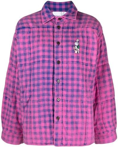 Natasha Zinko Check Padded Shirt Jakcet - Purple