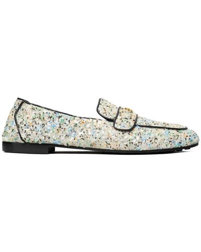 Tory Burch Sequinned Leather Loafers - White