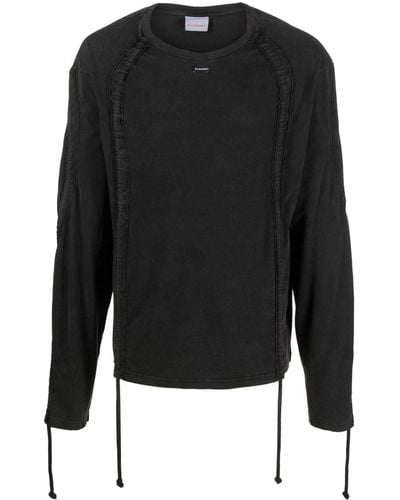 Bluemarble Drawstring-hem Cotton T-shirt - Black