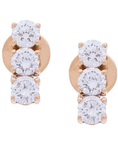 Anita Ko 18kt Rose Gold Triple Stud Diamond Earrings - White