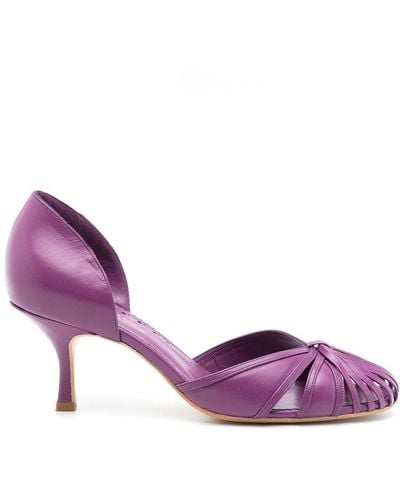 Sarah Chofakian Scarpin Leather Court Shoes - Purple