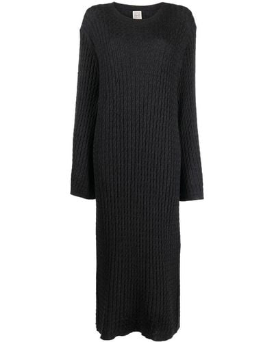 Totême Waffle-knit Midi Dress - Black