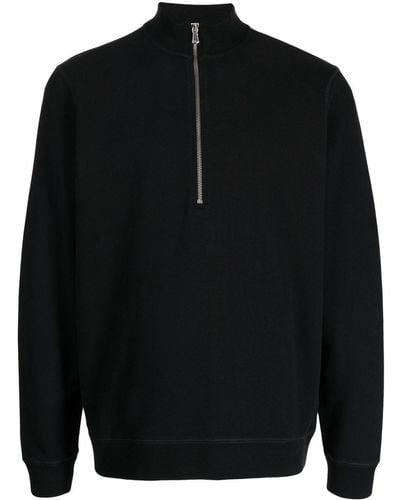 Sunspel Half-zip Front Sweatshirt - Black