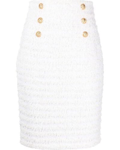 Balmain Falda de tubo de cintura alta - Blanco