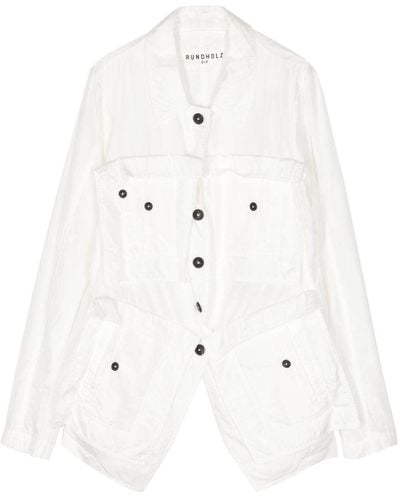 Rundholz Ruffled cotton-silk jacket - Blanco