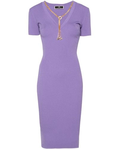 Elisabetta Franchi Knitted Midi Dress - Purple