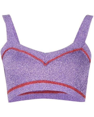Rabanne Knitted Crop Top - Purple