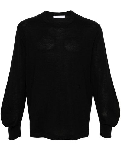 Helmut Lang Curve-sleeve Fine-knit Jumper - Black