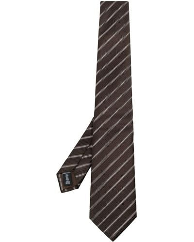 Giorgio Armani Stripe Silk-cotton Tie - Brown