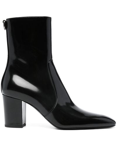 Saint Laurent Betty Buckled Glossed-leather Knee Boots - Black