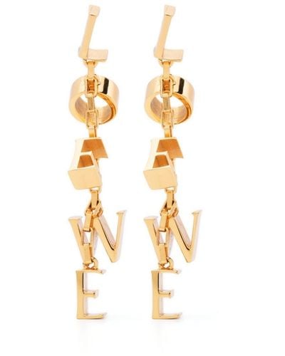 Loewe Letter-charms Plated Drop Earrings - Metallic
