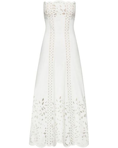Oscar de la Renta Floral Guipure-lace Maxi Dress - White