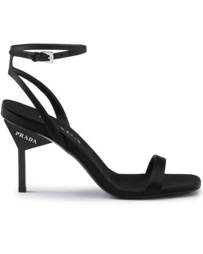 Prada 85mm Geometric-heel Satin Sandals - Black