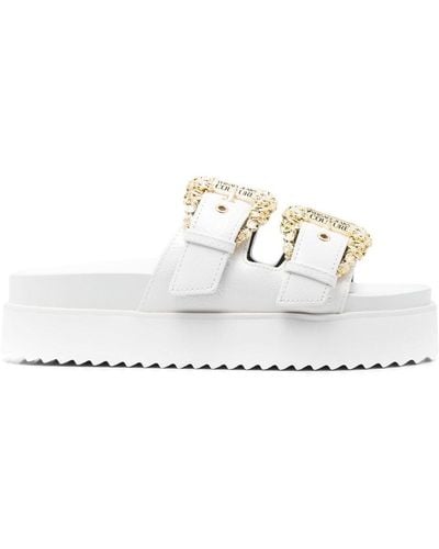 Versace Double-buckle Leather Slides - White