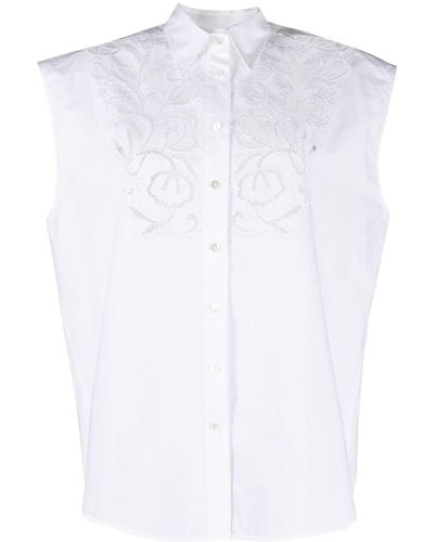 P.A.R.O.S.H. Camisa Canyox con detalle de ganchillo - Blanco