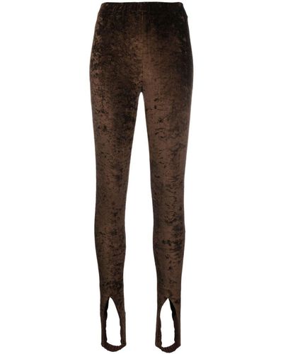 Nanushka Carminda Crushed-velvet leggings - Brown