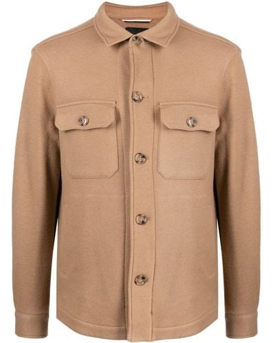 BOSS Fine-knit Shirt Jacket - Natural