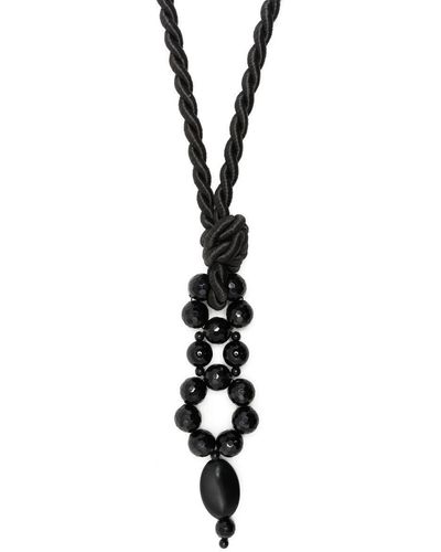 Emporio Armani Bead-charm Rope Necklace - White