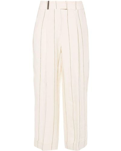 Peserico Pantalon ample à rayures - Blanc