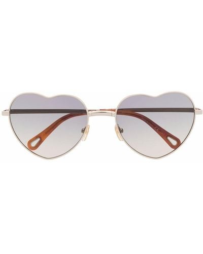 Chloé Milane Heart-frame Sunglasses - Metallic