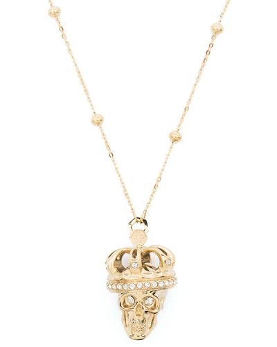 Philipp Plein Collana con ciondolo Skull Crown - Metallizzato