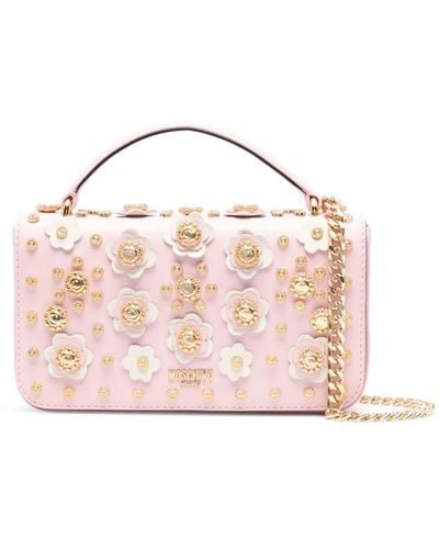 Moschino Floral Stud-detailing Shoulder Bag - Pink
