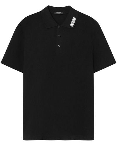 Versace Logo-appliqué Short-sleeve Polo Shirt - Black