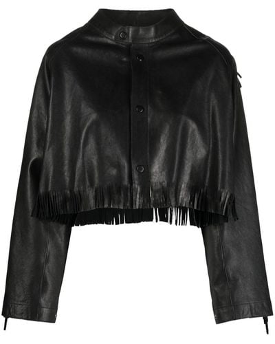 Forte Forte Fringed Leather Jacket - Black