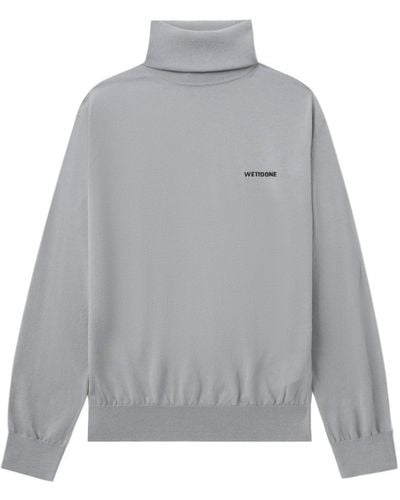 we11done Logo-embroidered roll-neck top - Grigio