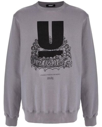 Undercover Logo-print Crew Neck Sweatshirt - Grey