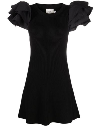 Aje. Puff-sleeved Questa Mini Dress - Black