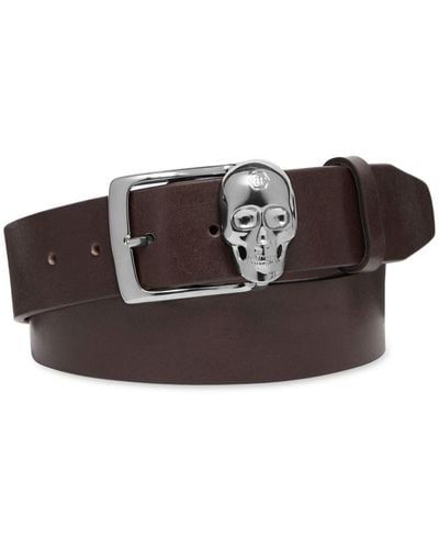 Philipp Plein Skull-buckle Leather Belt - Brown