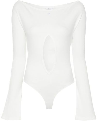 Courreges Drop Cut-out Cotton Bodysuit - White