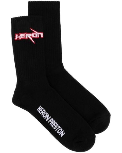 Heron Preston Race Heron Logo-intarsia Socks - Black