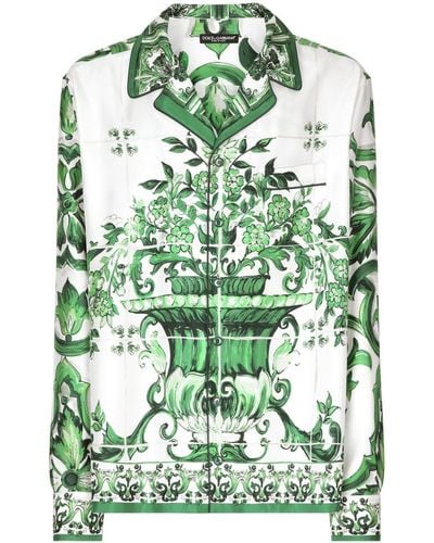 Dolce & Gabbana Majolica-print silk-twill shirt - Grün