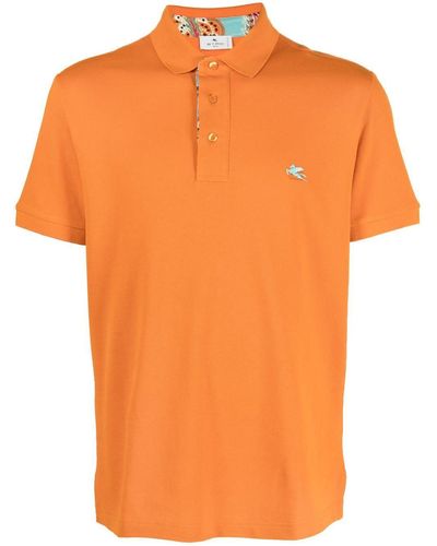 Etro Polo con logo bordado - Naranja