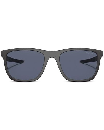Prada Linea Rossa Square-frame Logo-print Sunglasses - Blue